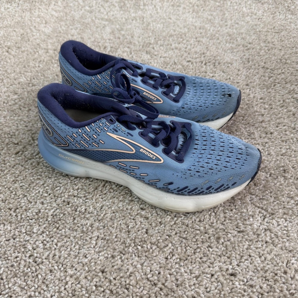 Brooks Glycerin 20 Shoes Womens Size 7 Blue Mesh Running Sneakers 1203691B478
